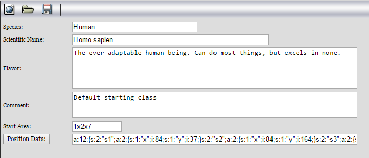 Species editor Species editor